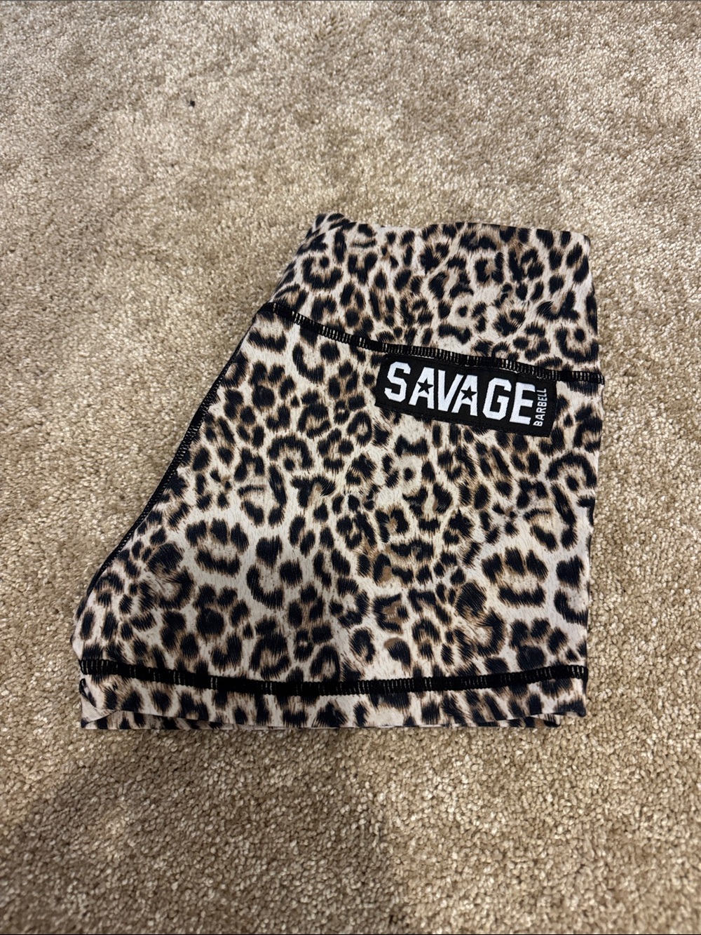 Savage Barbell Leopard Print Athletic Shorts - Black and Tan